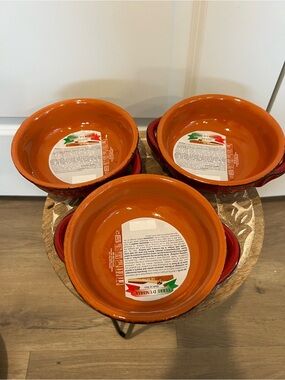De Silva Italian Terracotta Orange Ceramic Baking Dish - Set of 3